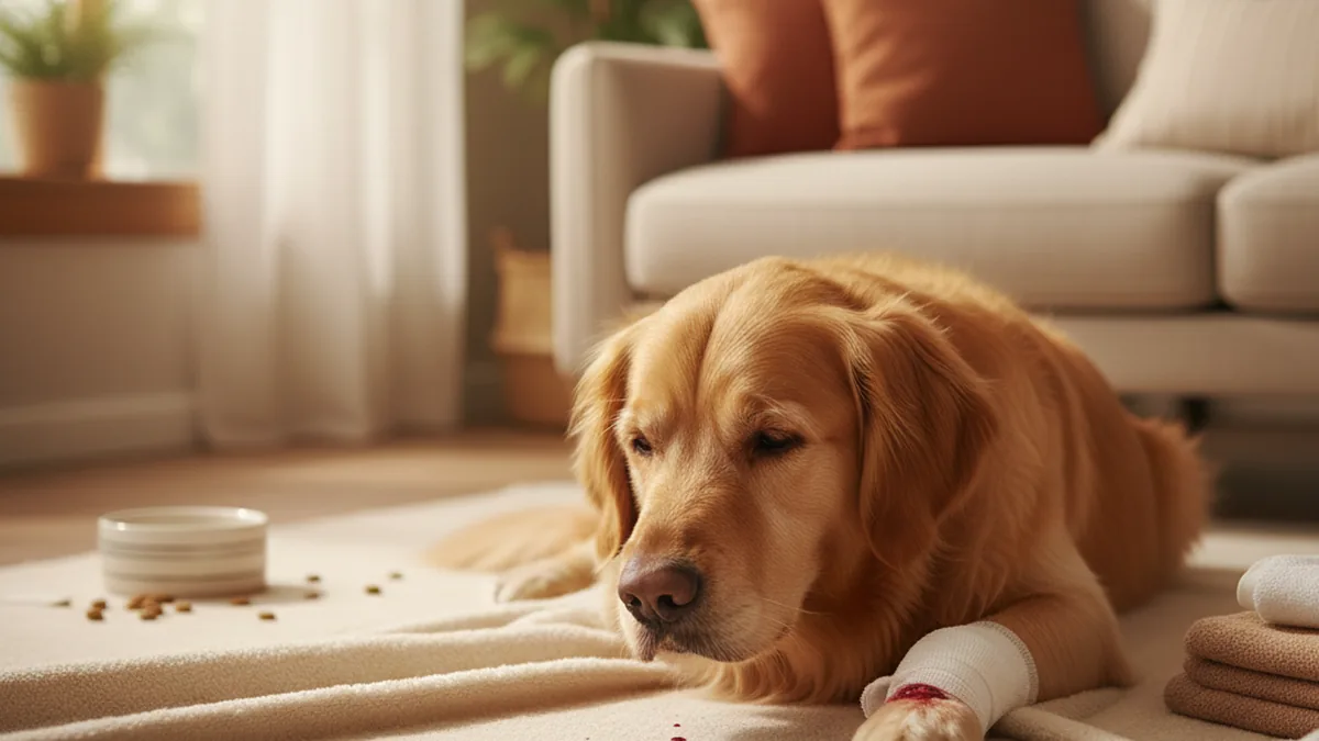 Blutende Wunde bei Hund und Katze — KI-generiertes Symbolbild zum Ratgeber der Kleintierpraxis Cremlingen