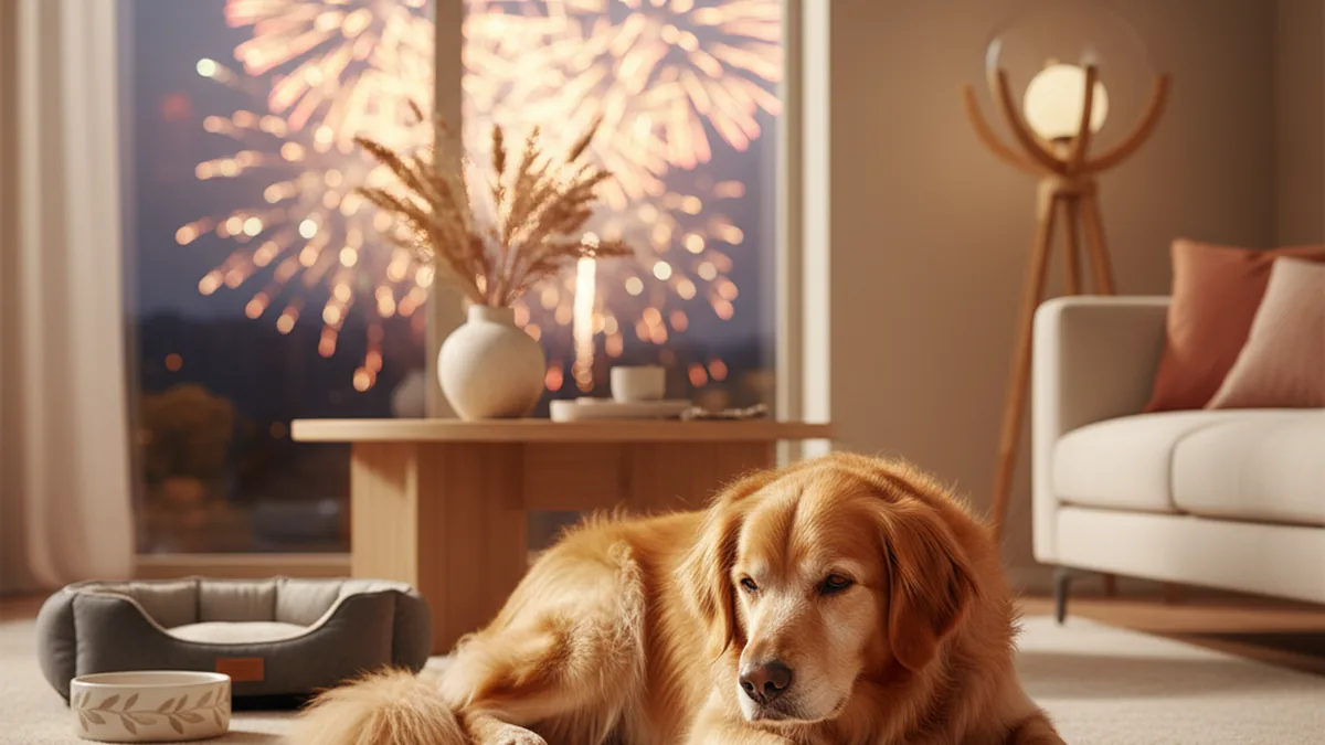 Tiere und Feuerwerk — KI-generiertes Symbolbild zum Ratgeber der Kleintierpraxis Cremlingen