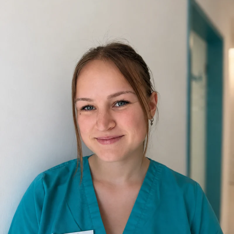 Portrait of Delia von der Osten-Fabeck, trainee veterinary nurse at Kleintierpraxis Cremlingen